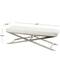 White Leather Bench with Stainless Steel Supports